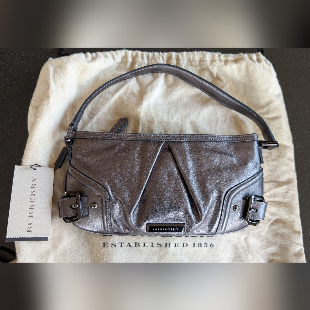 NWT BURBERRY Prorsum THE SLING Small METALLIC Anthracite Buckle Shoulder Bag